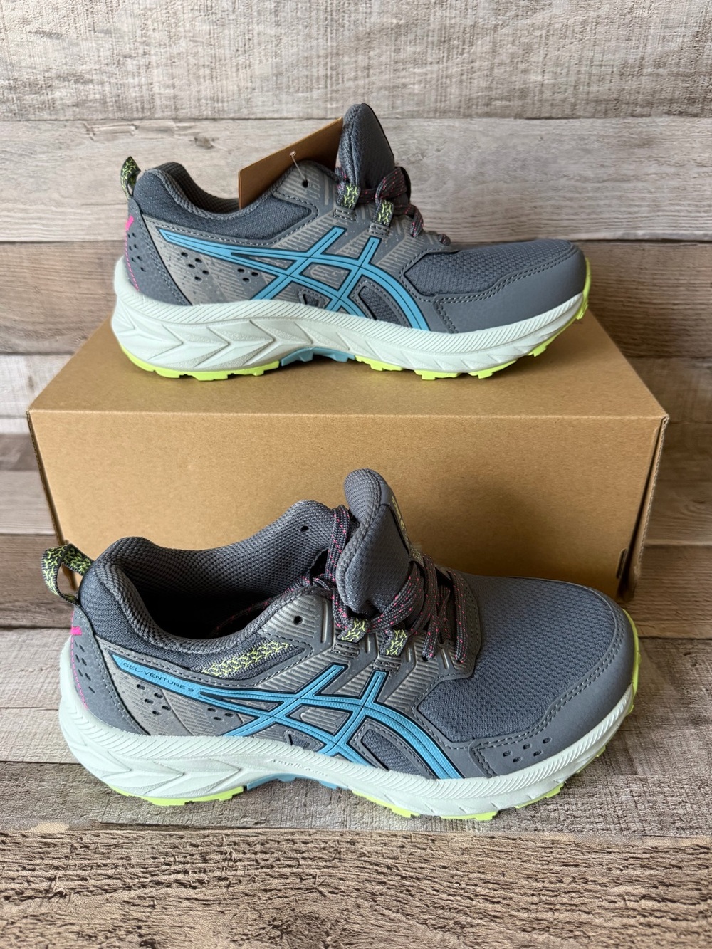 ASICS Gel-Venture 9 Trail Running Shoes Metropolis Gris Blue Women's 6 NWOB